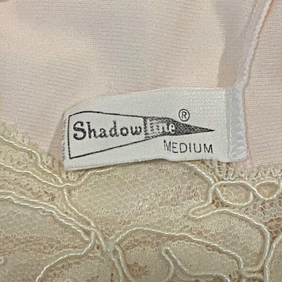 Vintage Shadowline Pale Pink Nylon Nightgown Womens M Flutter Sleeves Lace Trim - Picture 5 of 6